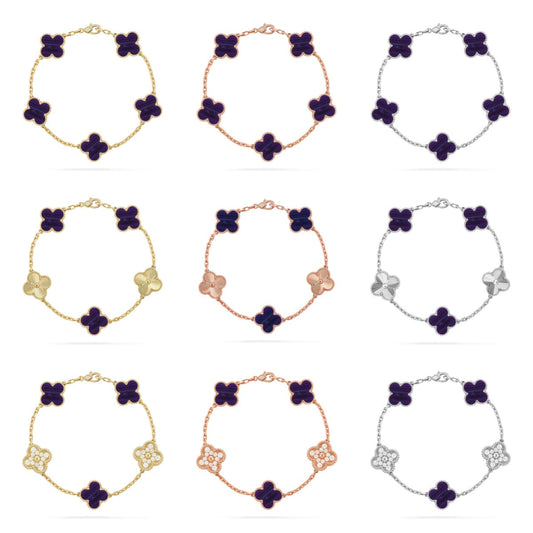 [Royal Jewellery]CLOVER 5 MOTIF PURPLE STRIPES BRACELET COLLECTION