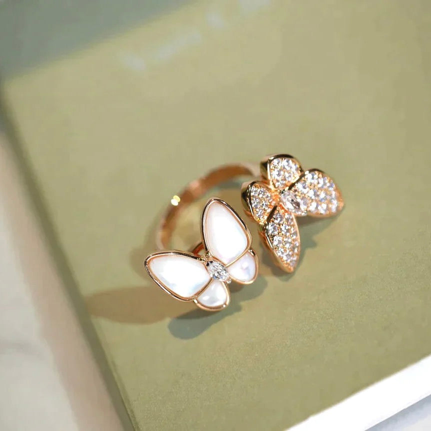 [Royal Jewellery]TWIN BUTTERFLY DIAMOND MOP RING