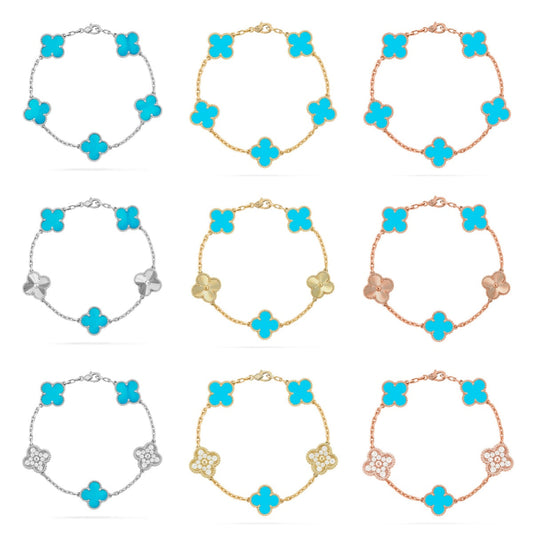 [Royal Jewellery] CLOVER 5 MOTIF TURQUOISE BRACELET COLLECTION
