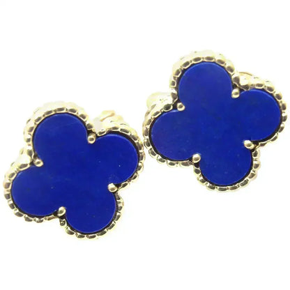 [Royal Jewellery]CLOVER MINI 9.5MM BLUE AGATE EARRINGS