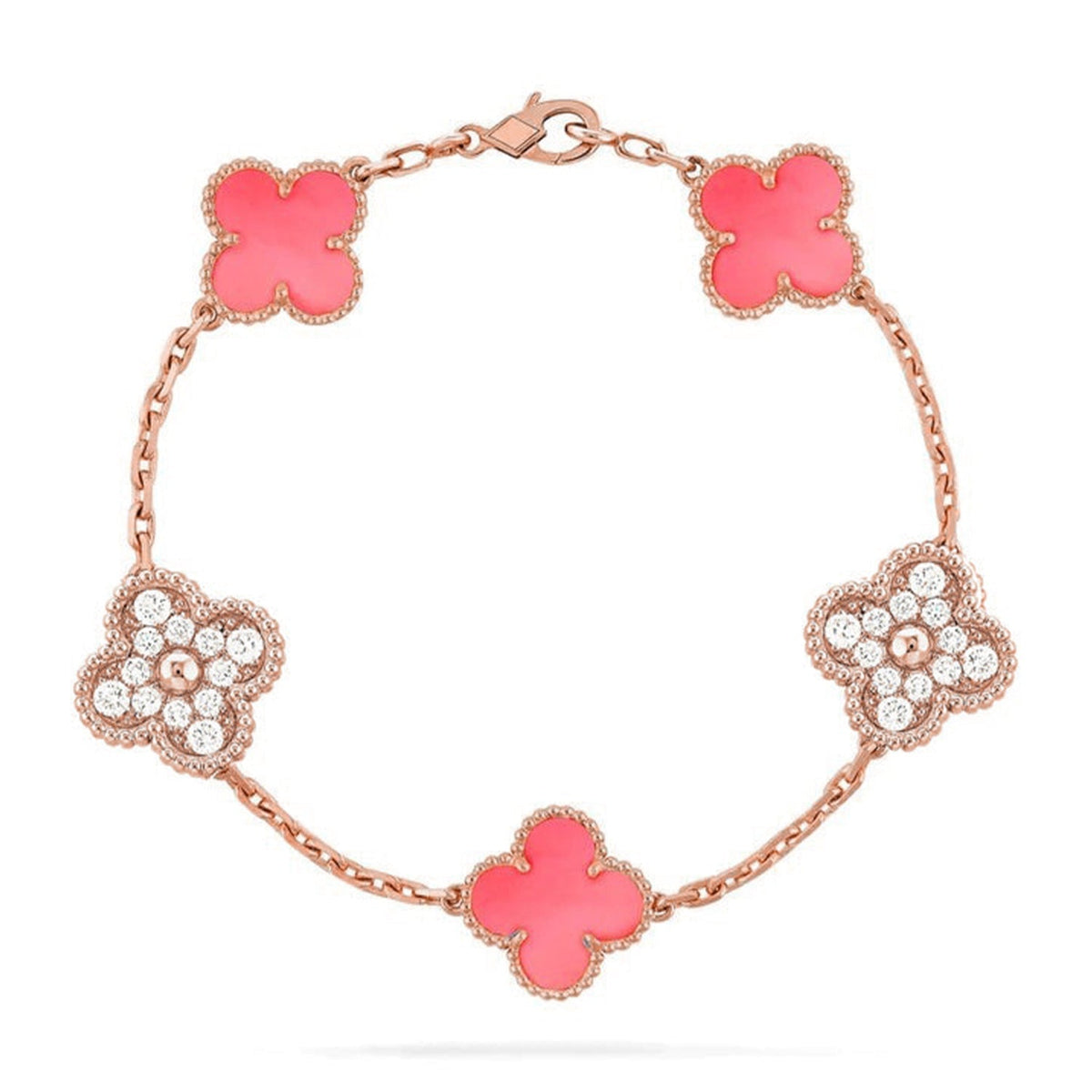 [Royal Jewellery] CLOVER 5 MOTIFS  PINK MOP BRACELET COLLECTION