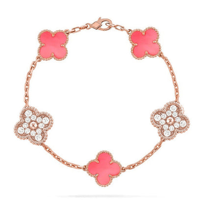 [Royal Jewellery] CLOVER 5 MOTIFS  PINK MOP BRACELET COLLECTION
