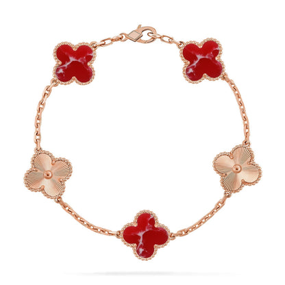 [Royal Jewellery]CLOVER 5 MOTIF RED PATTERN BRACELET COLLECTION