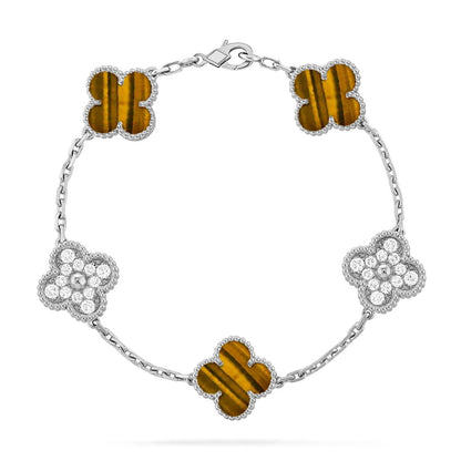 [Royal Jewellery] CLOVER 5 MOTIFS TIGER EYE BRACELET COLLECTION
