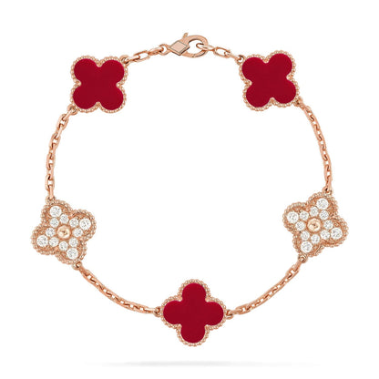 [Royal Jewellery] CLOVER 5 MOTIF RED CORNELIAN BRACELET COLLECTION
