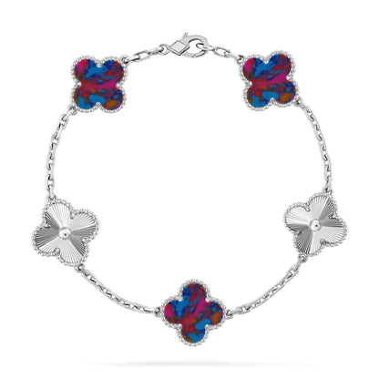 [Royal Jewellery]CLOVER 5 MOTIF COLOR GEMSTONES BRACELET COLLECTION