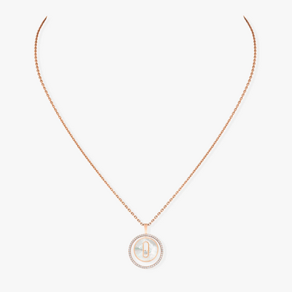 [Royal]LUCKY MOVE 1 DIAMOND WHITE MOTHER OF PEARL PINK GOLD DIAMOND NECKLACE
