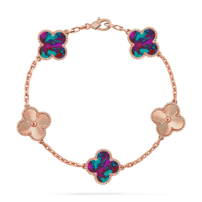 [Royal Jewellery]CLOVER 5 MOTIF COLOR GEMSTONES BRACELET COLLECTION