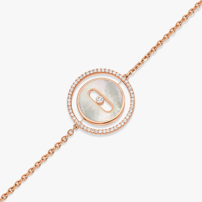 [Royal]LUCKY MOVE WHITE MOTHER OF PEARL PINK GOLD DIAMOND BRACELET