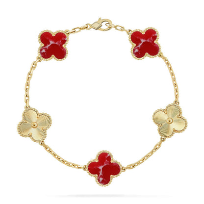 [Royal Jewellery]CLOVER 5 MOTIF RED PATTERN BRACELET COLLECTION