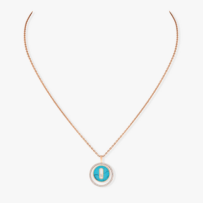 [Royal]LUCKY MOVE 1 DIAMOND TURQUOISE PINK GOLD DIAMOND NECKLACE