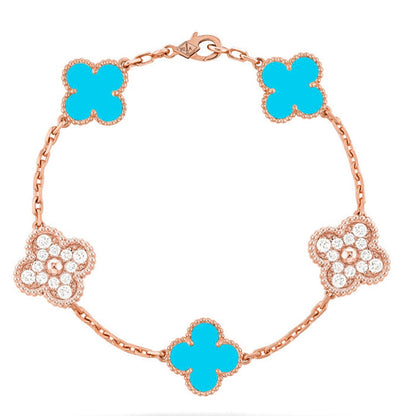 [Royal Jewellery] CLOVER 5 MOTIF TURQUOISE BRACELET COLLECTION