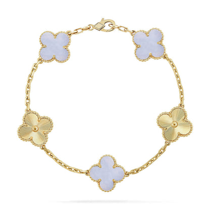 [Royal Jewellery] CLOVER 5 MOTIF PURPLE CHALCEDONY BRACELET COLLECTION