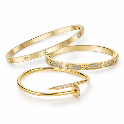 [Royal] JUSTE Diamond & LOVE Diamond Bracelet Stack Set