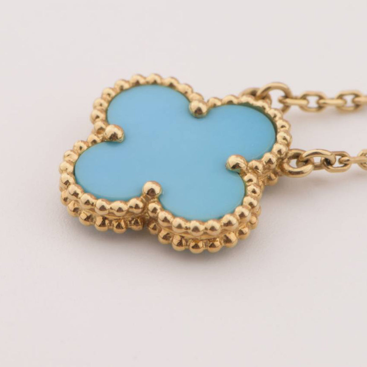 [Royal Jewellery]CLOVER 15MM VINTAGE TURQUOISE NECKLACE