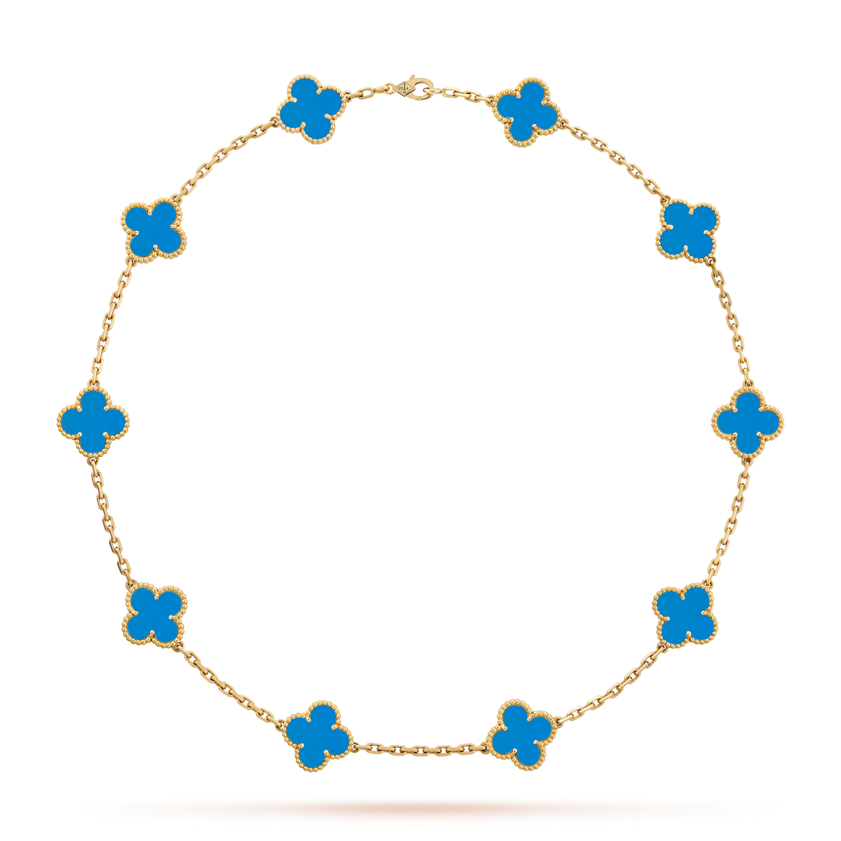[Royal Jewellery]CLOVER 10 MOTIFS BLUE AGATE NECKLACE
