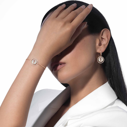 [Royal]LUCKY MOVE WHITE MOTHER OF PEARL PINK GOLD DIAMOND BRACELET
