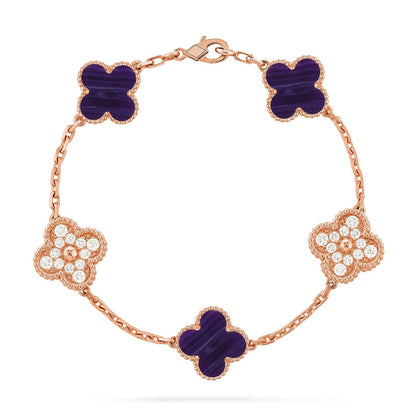 [Royal Jewellery]CLOVER 5 MOTIF PURPLE STRIPES BRACELET COLLECTION
