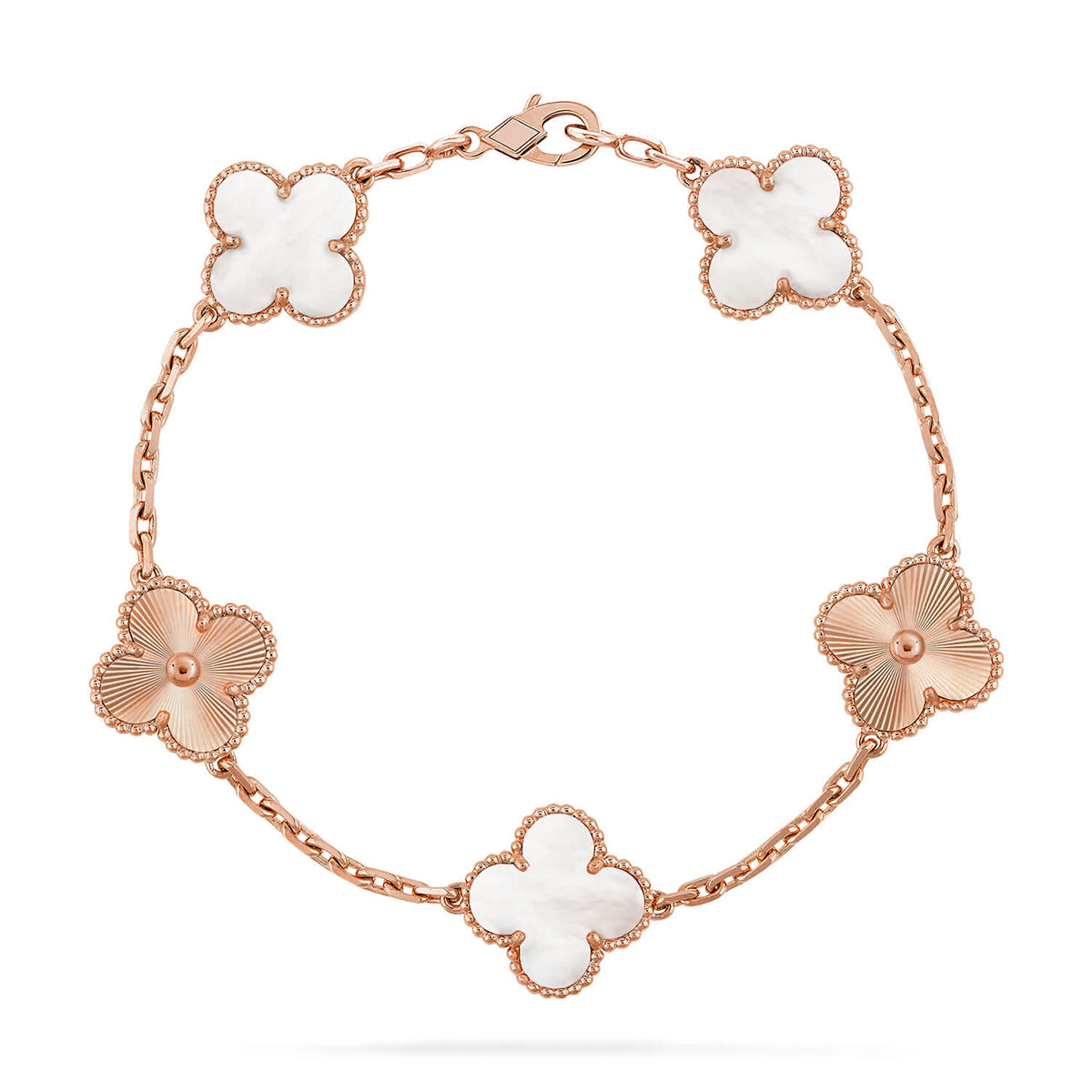 [Royal Jewellery]CLOVER WHITE PEARL MOP 5 MOTIF BRACELET COLLECTION