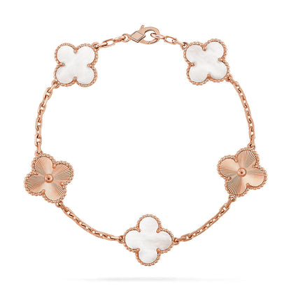 [Royal Jewellery]CLOVER WHITE PEARL MOP 5 MOTIF BRACELET COLLECTION