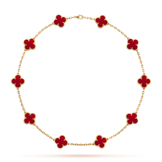 [Royal Jewellery]CLOVER 10 MOTIFS CARNELIAN NECKLACE
