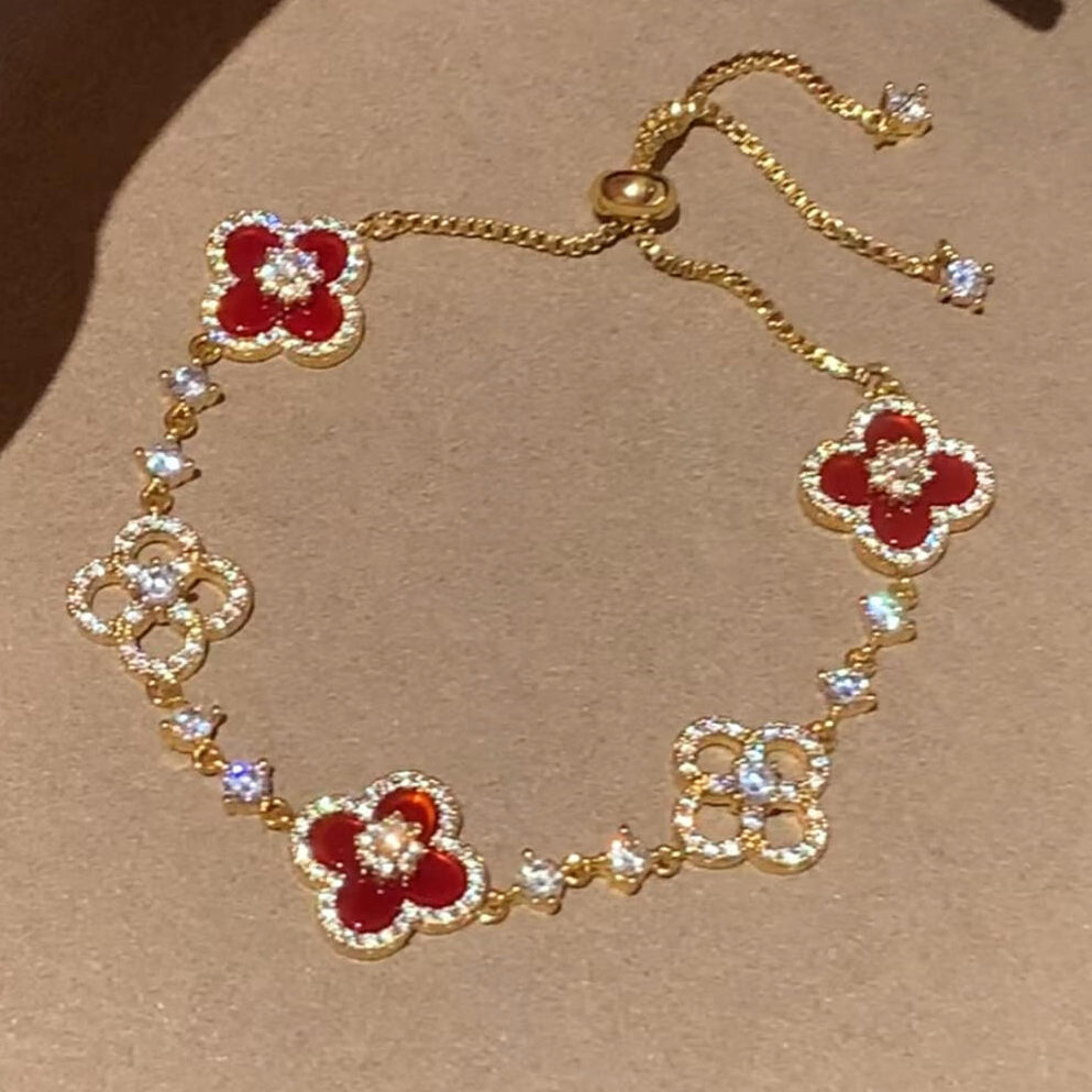 [Royal Jewellery]CLOVER 5 MOTIF PINK BLUE RED WHITE BRACELET