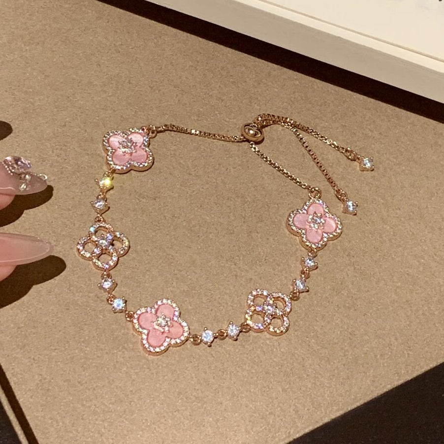 [Royal Jewellery]CLOVER 5 MOTIF PINK BLUE RED WHITE BRACELET