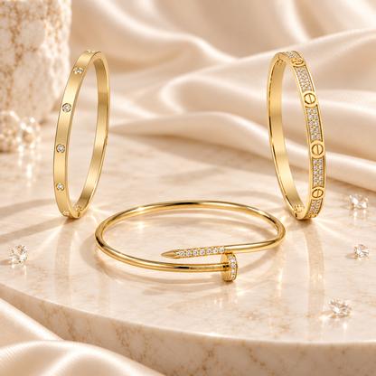 [Royal] JUSTE Diamond & LOVE Diamond Bracelet Stack Set