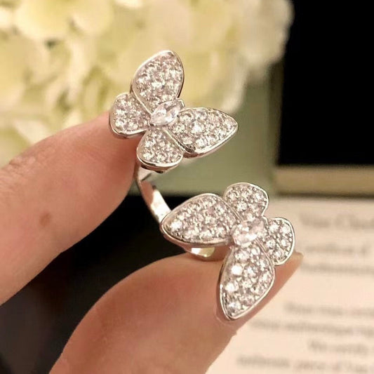 [Royal Jewellery]TWIN SILVER BUTTERFLY DIAMOND RING