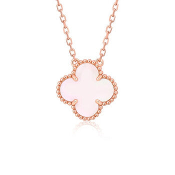 [Royal Jewellery]CLOVER 15MM PINK MOTHER-OF-PEARL SINGLE FLOWER NECKLACE