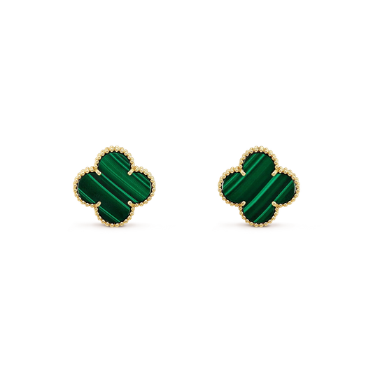 [Royal Jewellery]CLOVER MINI 9.5MM MALACHITE  EARRINGS