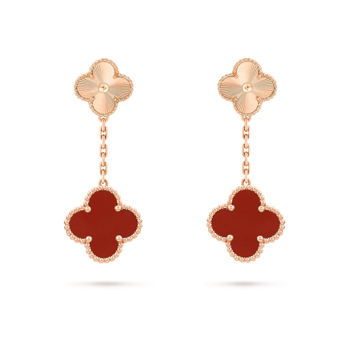[Royal Jewellery]CLOVER 2 MOTIF  LASER CARNELIAN EARRINGS