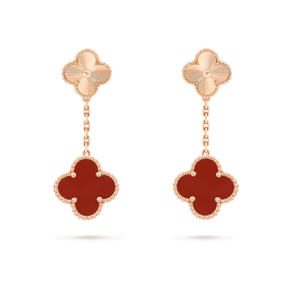 [Royal Jewellery]CLOVER 2 MOTIF  LASER CARNELIAN EARRINGS