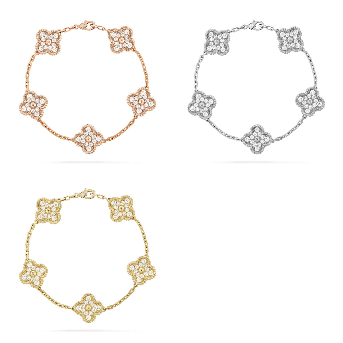 [Royal Jewellery] CLOVER 5 MOTIF FULL DIAMOND BRACELET COLLECTION