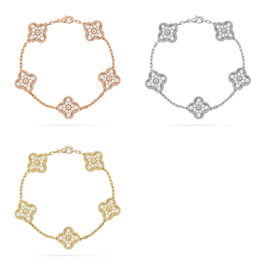 [Royal Jewellery] CLOVER 5 MOTIF FULL DIAMOND BRACELET COLLECTION