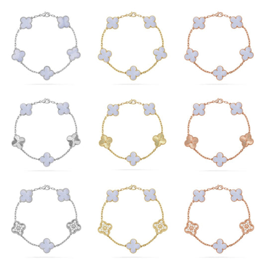 [Royal Jewellery] CLOVER 5 MOTIF PURPLE CHALCEDONY BRACELET COLLECTION