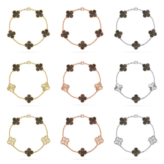 [Royal Jewellery] CLOVER 5 MOTIF GRAY MOP BRACELET COLLECTION