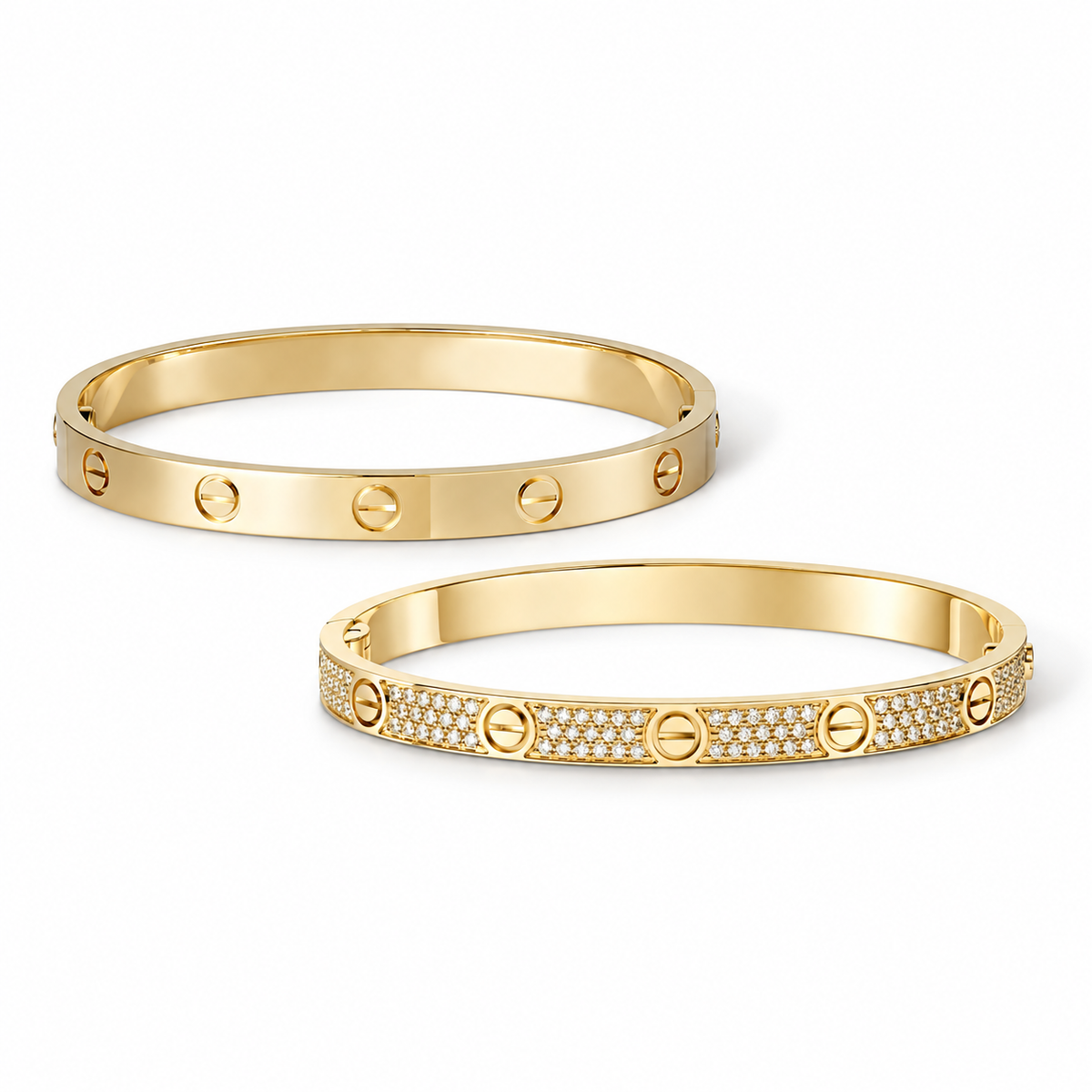 [Royal] LOVE  Classic & Diamond-Paved Bracelet Stack Set