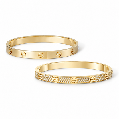 [Royal] LOVE  Classic & Diamond-Paved Bracelet Stack Set