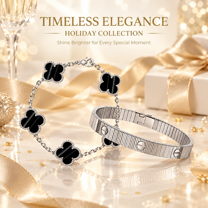 [Royal] Clover 5-Motif & LOVE Unlimited Bracelet Set