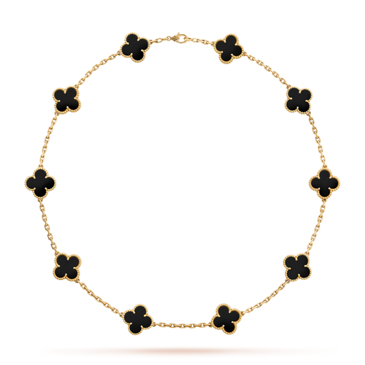 [Royal Jewellery]CLOVER 10 MOTIFS ONYX NECKLACE