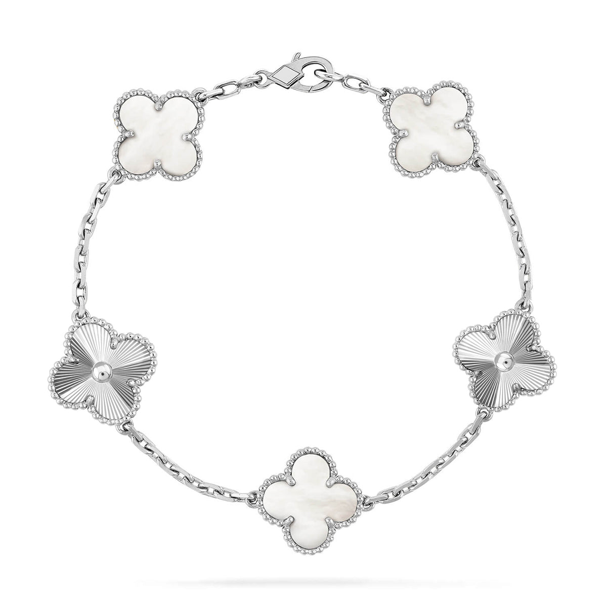 [Royal Jewellery]CLOVER WHITE PEARL MOP 5 MOTIF BRACELET COLLECTION