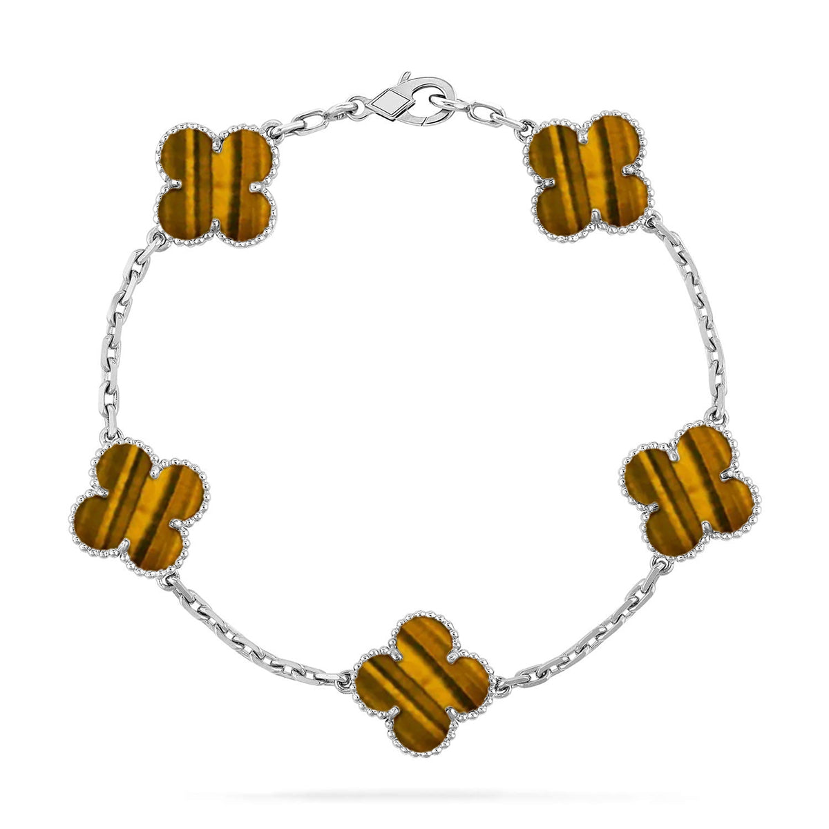 [Royal Jewellery] CLOVER 5 MOTIFS TIGER EYE BRACELET COLLECTION