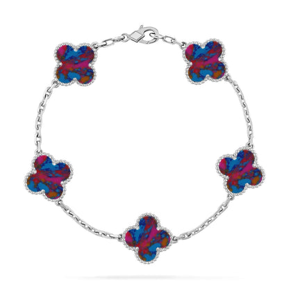[Royal Jewellery]CLOVER 5 MOTIF COLOR GEMSTONES BRACELET COLLECTION