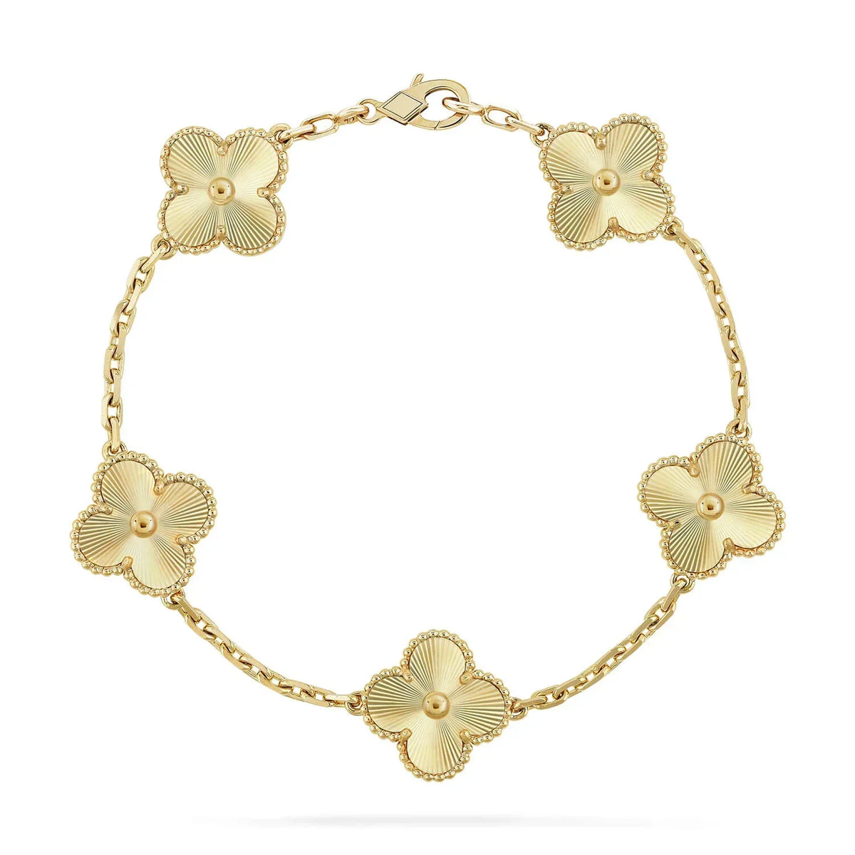 [Royal]Clover Laser  Pulsar Stone 5-Motif & LOVE Diamond-Paved Bracelet Stack Set