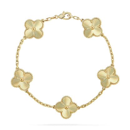 [Royal]Clover Laser  Pulsar Stone 5-Motif & LOVE Diamond-Paved Bracelet Stack Set