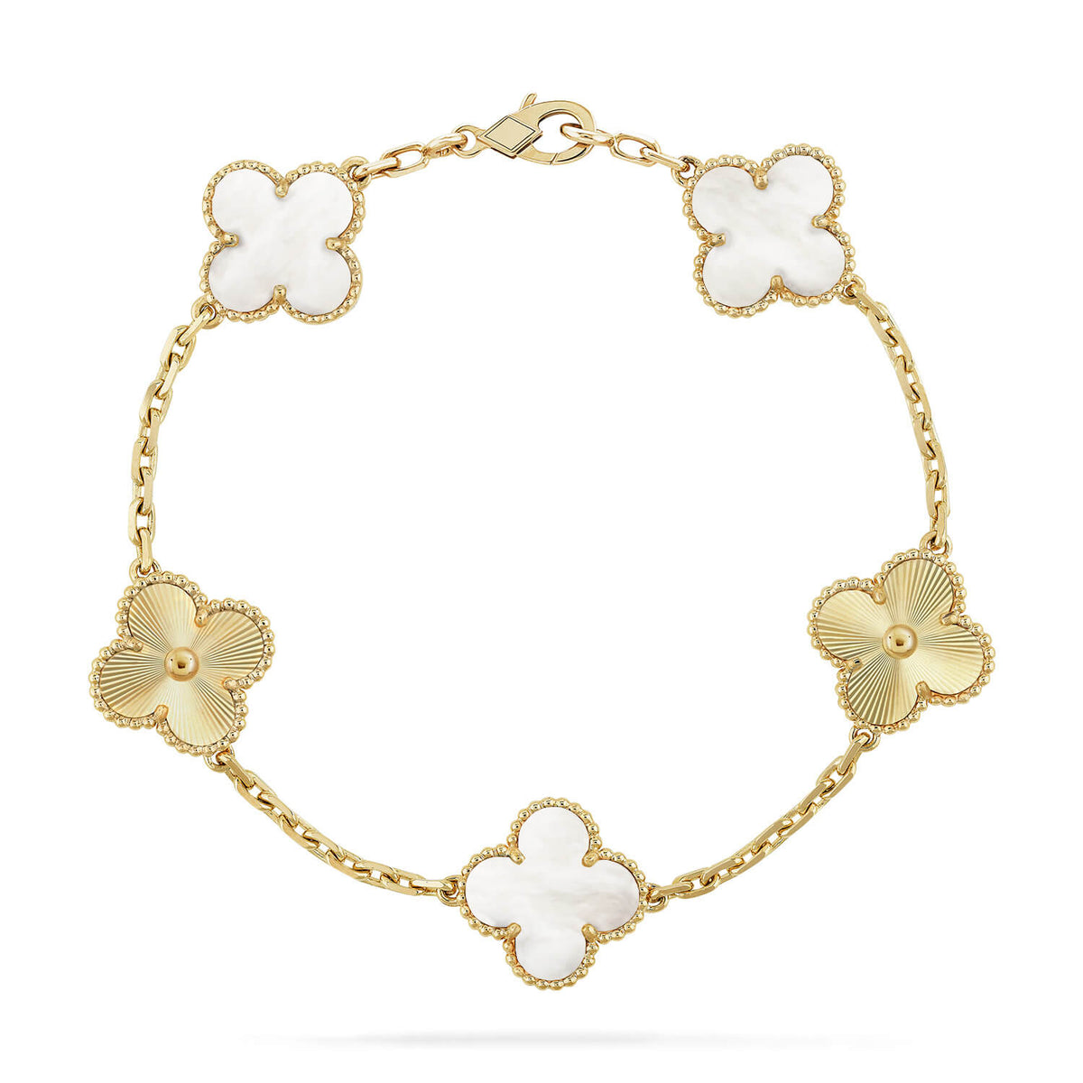 [Royal Jewellery]CLOVER WHITE PEARL MOP 5 MOTIF BRACELET COLLECTION