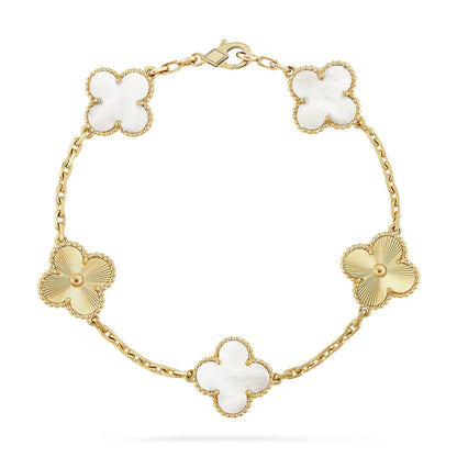 [Royal Jewellery]CLOVER WHITE PEARL MOP 5 MOTIF BRACELET COLLECTION
