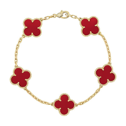 [Royal Jewellery] CLOVER 5 MOTIF RED CORNELIAN BRACELET COLLECTION