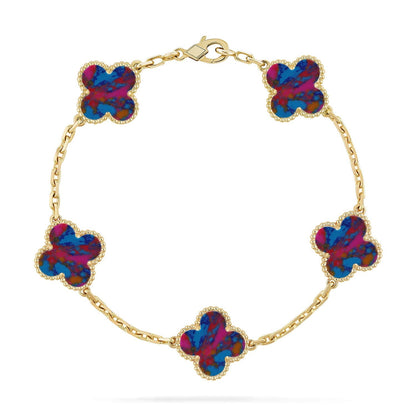 [Royal Jewellery]CLOVER 5 MOTIF COLOR GEMSTONES BRACELET COLLECTION